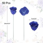 50pcs Roses Glitters Fake Flowers Artificial Flowers With 50pcs Stems Deep Blue
