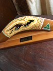 Authentic Aboriginal Hand Painted Boomerang W Stand 10 In  Artist Signed Kangar