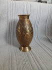 Vintage Antique Brass Vase Etched Allover Floral Design Made In India Large 11 