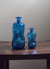 Kastrup Holmegaard Kluk Kluk Pinched Mini Decanters Turquoise Mid Century