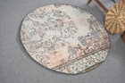 Vintage Turkish Rug  4x4 Ft Rug  Beige Abstract Wool Rug