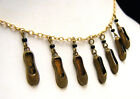 Super Cute Vintage Pididdly Links Necklace Gold Tone Brass Ballet Slipper Charms