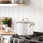 Cuisinart 8 Piece Classic Matte White Stainless Steel Cookware Set Brushed Gold 