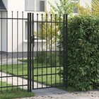 Vidaxl Fence Gate Single Door W arched Top black heavy-duty Steel Construction p