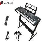 61 Key Black Electronic Keyboard Piano Stand   Headphone microphone  Beginners