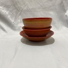 Burmese Lacquer Handmade Bowls And Plate Set From A Burma Temple