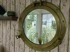 Antique Brass Finish 24  Porthole Mirror Nautical Cabin Large Wall D  cor New