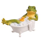 Frog In Bathtub Figurine  Cute Funny Resin Frog Bathroom Decor