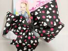 Jojo Siwa Signature Pink Dots White Hearts   Dots Rhinestones Black Hair Bow