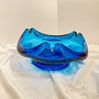 Vintage Mcm Viking Glass Cobalt Blue Wave Freeform Ashtray Large 6 5