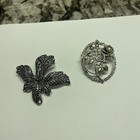 Lot Of 2 Vintage - Modern Brooch Pins Silver Tone