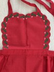 Vintage Christmas Red Full Apron Scalloped W embossed Holly W-c Designs