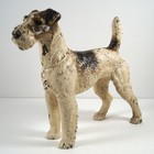 Antique Large Wire Haired Fox Terrier Dog Cast Iron Hubley Doorstop Folk Art