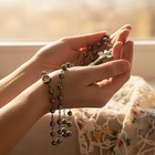 Bronze St Michael Rosary Hematite Stone Beads Necklace Metal Beaded