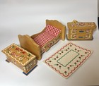 Vtg  Concord Miniatures 4 Piece Wood Dollhouse Bedroom Furniture Set Bed Dresser