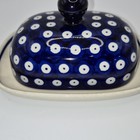 Boleslawiec Polish Pottery Covered Butter Dish Cobalt Blue Dot Hand Made Poland