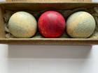 Antique Brunswick Balke Collender 3 Billiard Pool Ball Set In Original Wood Box