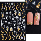 8 Sheets Glitter Christmas Nail Art Stickers Decals Self-adhesive Holiday Gold S