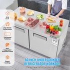 60  Commercial Undercounter Refrigerator Sandwich Salad Worktop Prep Table 16 Cu