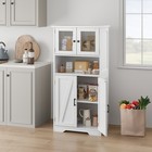 Bathroom Cabinet  White Storage Cabinet With Glass Doors And Adjustable Shelves