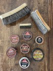 Vintage Kiwi Shoe Polish Lot Tins Brush Black Brown Neutral Shine Kit 