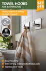 Adhesive Towel Hooks For Bathrooms  Set Of 6 - Stainless Steel Self-adhesive    