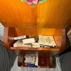 Vintage Wooden Wall Pocket Mail Holder   Assorted Match Books  1010
