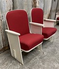 2 Theater Seats  Vintage Red Upholstered Tip-up Cinema Auditorium Seating  A14