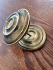 Vtg Large Brass Knob Drawer Pulls W Brass Backing Lot Of 6