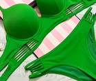 Victoria s Secret Swim Bombshell Push-up Longline Bikini Strappy Bottom Green