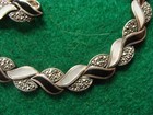 Vintage Sterling Silver 18  Necklace 7-1 2  Bracelet Set W abalone   Marcasites