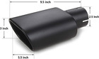 Square Exhaust Tip 2 5  Inlet   Black Coating Rectangle Exhaust Tailpipe Tip 3  