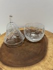 Vintage Hand Cut Lead Crystal Pear Shaped Jar Pinwheel Star   Starburst Pattern