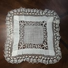 Stunning Vtg Antique Linen Crochet Lace Wedding Heirloom Handkerchief