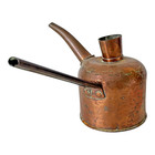 Antique Hand-hammered Copper Oil Can With Side Handle   Long Spout