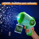 2 Pack Bubble Gun 10 Hole Light Up Automatic Bubble Blower With Solution Kids