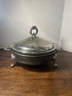 Vintage Silver-plated Chafing Dish W lid Baking Dish