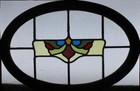 Oval Oak Frame Midsize Old English Leaded Stained Glass Window 23  X 15 3 4 