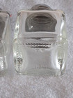 Vintage Clear Glass Square Refillable Salt   Pepper Shakers Set 3pc  made In Usa