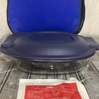 Vtg Pyrex Portable 10   x6    Dish W lid Carrier Hot Packet Clear W blue Lid