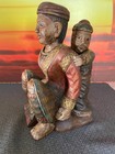 Large  10 Inch  Southeast Asian Folk Art Carved Woman   Child Hand Painted Wood