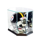 Helmet Display Case Football Black Wood Glass Nfl Ncaa Full Size Holder Frame