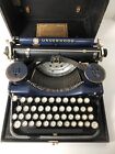 1929 Underwood Standard Portable Typewriter Navy Blue Four Bank W  Case As Is
