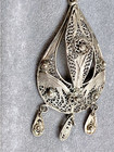 Rare Early Art Nouveau Sterling Silver Filigree Pendant Beautiful Antique Unique