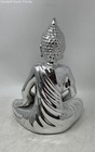 Silver-tone Decorative Collectible Meditating Buddha Statue Figurine