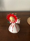 Vintage Holt Howard Poinsettia Girl Retro Ceramic Christmas Bell Ornament Japan