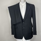 Austin Hill Usa Made 2 Piece Suit Mens 42r 34x29 Black Striped Wool Two Buttons