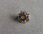 Pair Vintage Vfw Ladies Auxiliary Lapel Pins Enamel Gold Tone Patriotic Veteran