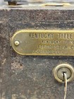 Antique Early 1900s Kentucky Title Savings Bank Steel Lock Box Coin Bank W Key