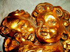 Italian Florentine Double Putti Cherub Bust Gilt Wood Composition Wall Plaque Lg